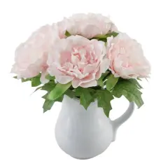 Flora Bunda&reg; 11.5" Tall Pink Peony In Ceramic Planter