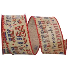 The Ribbon Roll 2.5" x 10yd. Linen Wired Vintage Americana Ribbon