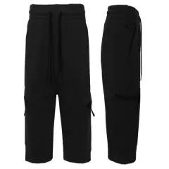 Galaxy by Harvic Men's Cargo Jogger Lounge Shorts Black