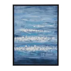 Blue Wood Modern Framed Wall Art 39" x 30"