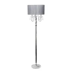 Elegant Designs&trade; 5ft. Gray Crystal and Chrome Floor Lamp with Drum Shade