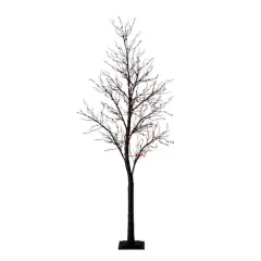 7ft. Pre-Lit Halloween Deluxe Black Twig Artificial Tree with 180 Orange & Purple LED Lights