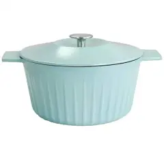 Martha Stewart 5qt. Light Cyan Enameled Round Cast Iron Dutch Oven with Lid