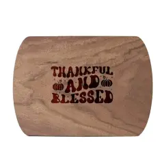 Thankful and Blessed 8" x 11" Walnut Oval Cutting Board