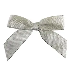 JAM Paper 5/8" Metallic Glimmer Twist Tie Bows, 100ct. Silver