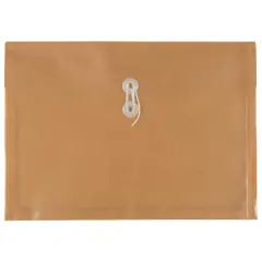 JAM Paper 9.75" x 14.5" Button & String Tie Closure Plastic Envelopes, 12ct. Gold