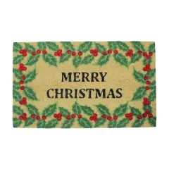Natural Coir Holly Berries "Merry Christmas"Doormat