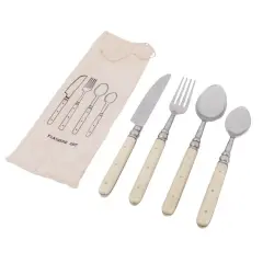 Hello Honey&reg; Cream Farmhouse Stainless Steel Cutlery Set in Drawstring Bag