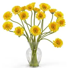 21" Gerbera Daisy Liquid Illusion Silk Flower Arrangement Yellow