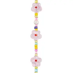 Pink Flower Lampwork Glass Bead Mix by Bead Landing&trade;