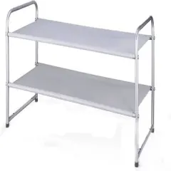 NEX&trade; Oumilen Silver 2-Tier Stackable Shoe Rack