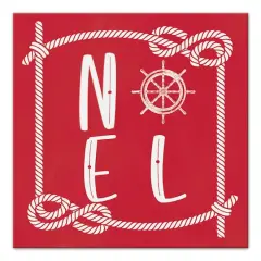 16" Red Nautical Noel Christmas Canvas Wall D&eacute;cor