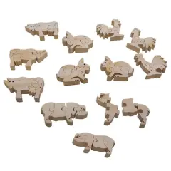 S&S Worldwide&reg; Unfinished Wooden Farm Animal Puzzles, 12ct.