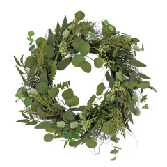 22" Eucalyptus & Baby&rsquo;s Breath Spring Wreath