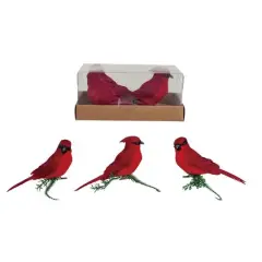 Hello Honey&reg; 6" Red Foam & Feather Cardinal Clip-On Ornament Set