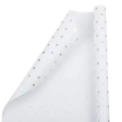 JAM Paper Polka Dot Gift Wrap White and Silver