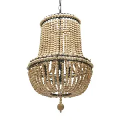 Hello Honey&reg; Draped Wood Bead Chandelier Natural