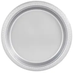 JAM Paper 7" Plastic Party Plates, 20ct. Silver