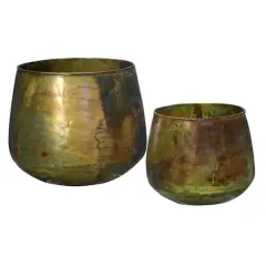Hello Honey&reg; Oxidized Metal Planters, 2ct.