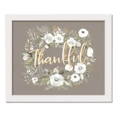 Thankful Wreath White Framed Print Wall Art
