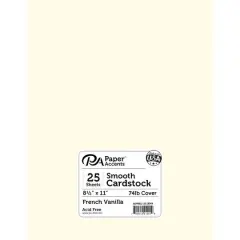 PA Paper&trade; Accents 8.5" x 11" Smooth Cardstock, 25 Sheets French Vanilla
