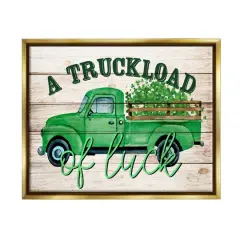 Stupell Industries Truckload Of Luck St Patrick's Day Farmhouse Floater Framed Art Gold