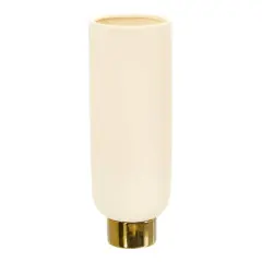 12.75" Elegance Ceramic Cylinder Vase with Gold Accents