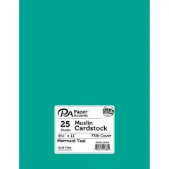 PA Paper&trade; Accents Muslin 8.5" x 11" 73lb. Cardstock, 25 Sheets Mermaid Teal