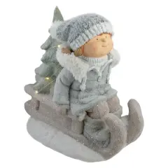 15" Lighted Girl On Sled Tabletop Decoration