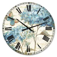 Designart Butterfly Blue Garden II Traditional Wall Clock