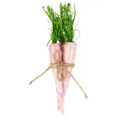 9" Pink Straw Carrot Easter Decorations Set