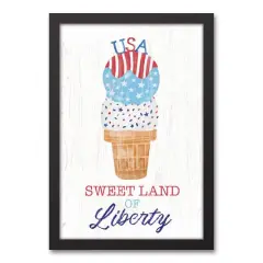 Sweet Land of Liberty Ice Cream Black Framed Canvas