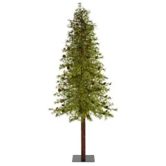 9ft. Pre-Lit Wyoming Alpine & Pinecone Artificial Christmas Tree, Clear LED Lights