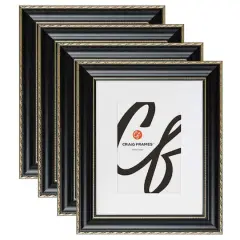 4 Pack Craig Frames Victoria Black & Gold Picture Frame with Mat