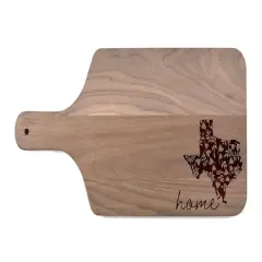 17" Floral Home State Walnut Paddle Cutting Board Texas