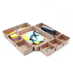Welaxy Felt 8 Piece Drawer Organizer Tray Set Sandstone