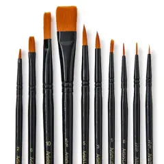 10 Piece Golden Synthetic Acrylic Brushes by Artist's Loft&reg; Necessities&trade;