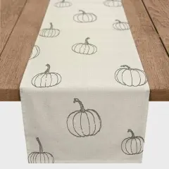 90" Gray Mini Pumpkin Pattern Cotton Twill Runner