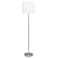 Simple Designs 57" Brushed Nickel Drum Shade Floor Lamp Brushed Nickel and White