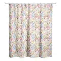 Wild Flower Floral Shower Curtain White