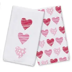 Pink & Red Hearts Tea Towel Set