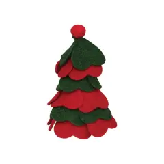 Hello Honey&reg; 9" Red & Green Wool Felt Tree with Pom Pom