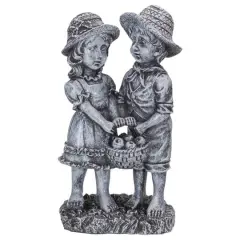 13" Boy & Girl Apple Picking Outdoor Garden Statue