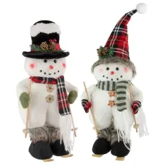 15" Winter Skiing Snowmen Christmas Table Top Decoration Set