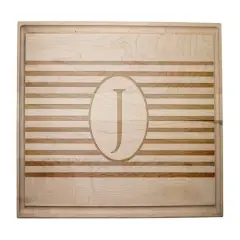 Stripe Monogram Maple Cutting Board J