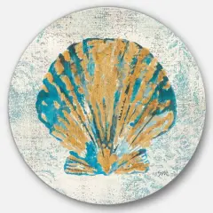 Designart - Coastal Pastel seashells I - Nautical & Coastal Metal Circle Wall Art