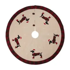 Glitzhome&reg; 48" Dachshund Fabric Christmas Tree Skirt