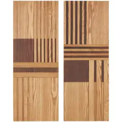 32" Brown Wooden Geometric Handmade Two-Toned Wall D&eacute;cor Set