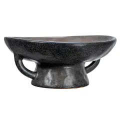 Hello Honey&reg; 8" Black Reactive Glaze Stoneware Bowl with Handle & Base