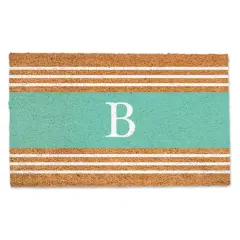 Teal Monogram Stripe Doormat B